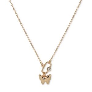 Dkny Gold-Tone Crystal Butterfly Pendant Necklace & bracelet set